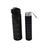 2 Pc Premium Black Motivational Water Bottle Set (900 Ml + 300 Ml)